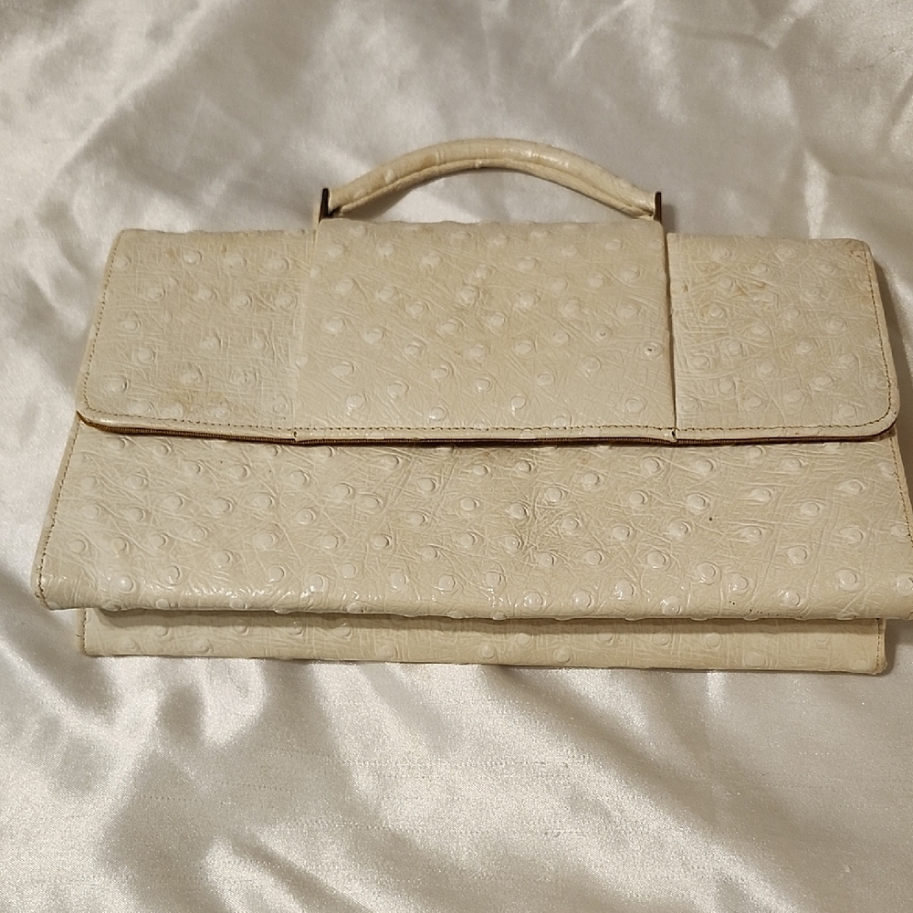 Vintage Block Ostrich Skin Handbag